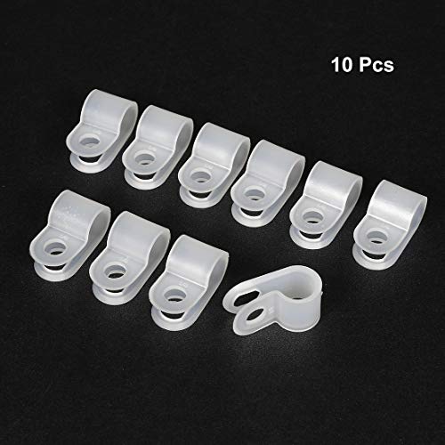 uxcell 10Pcs Nylon R-Type Cable Clamp Organizer Cord Clips for Wire Management 6.4mm UC-1