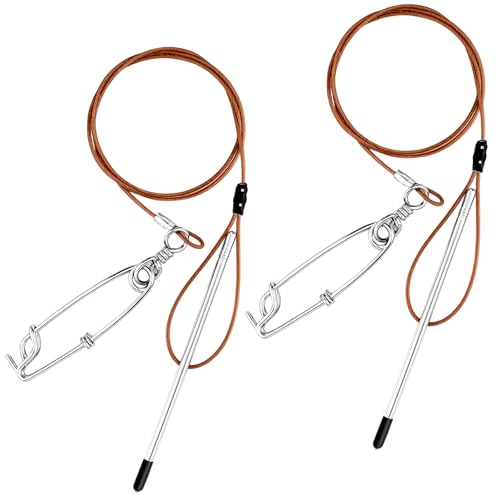 Soulchen 2 Pcs 3ft Heavy Duty Fish Stringer with Shark Clip Stainless Steel Cable Fish Holder Spearfishing Stringer for Scuba Diving Freediving Spearfishing Kayak Fishing and Game - color: Orange