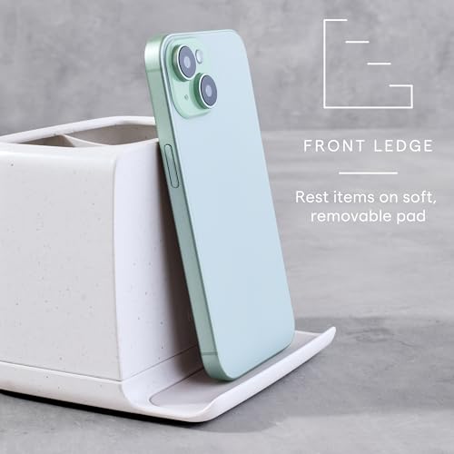 YouCopia The Ledge Toothbrush Holder, 2-Slot, Bathroom Vanity Counter Organizer with Cord Slots, Removable Base and Storage for Phones, Toothpaste and Accessories - size: 2-Slot