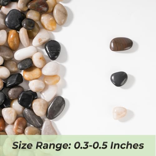 SIDONG 10 LB Mixed River Rocks, 0.3-0.5 Inches High Polished Pebbles for Indoor Plants, Aquarium Rocks Used in Fish Tank, Decorative Stones for Plants, Vases, Home Décor, Crafting, Garden Landscaping - color: Mixed, size: 10 Pounds