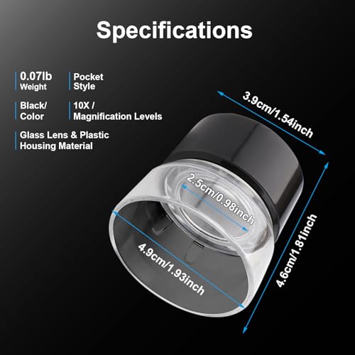 Rongon Professional Jewelers Loupe 10X Magnification Small Magnifying Glass Lightweight Pocket-Sized Magnifier for Gemstone Appraisal, Coin Collecting, Watch Repair & Hobbyistsy