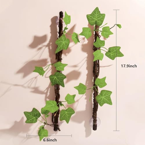 Reptile Climbing Branch Flexible Bend-A-Branch Jungle Vines Terrarium Plant Decoration with Suction Cup for Crested Gecko Chameleon Gecko Snake Tree Frog 2PCS - color: Green