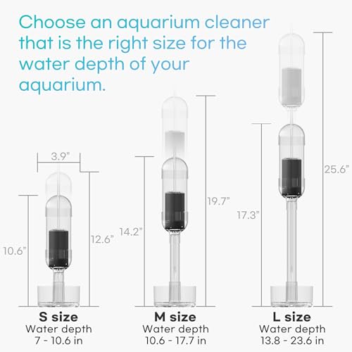 Aquarium Cleaner 2-in-1 – Small V2 (7–10.6 in Water Depth) | Air Pump Powered | Removes Debris on Top of the Substrate | Reduces Floating Fine Particles - size: Small V2