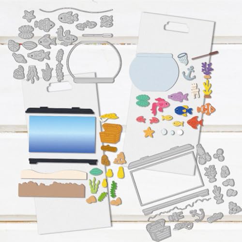 Fish Tank Die Cuts, Carbon Steel Die Cuts Cutting Dies Frame Stencils Scrapbooking Embossing Template Dies for Card Making Party Greeting Embossing Invitation Photo Album - style: Fish Tank
