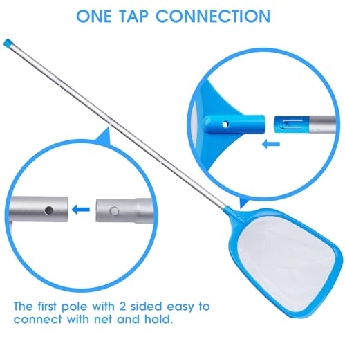 TidyMister Hot Tub Skimmer Spa Net with 5ft Aluminum Pole Ultra Fine Mesh Net Handy Leaf Skimmer for Small Above Ground Pools Pick Up Fine Debris Lightweight Net - size: 12inch with 5ft pole