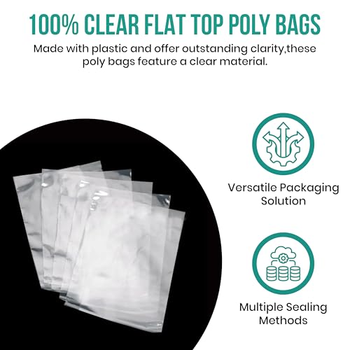 Levex - 2" x 10" (100 Count) Open End Flat Top - 2-Mil Heavy Duty Clear Poly Bags for Packaging, Shipping, Storage & Food (Bags Do Not Have a Seal or Prints) - size: 2" x 10" (100 Pack)