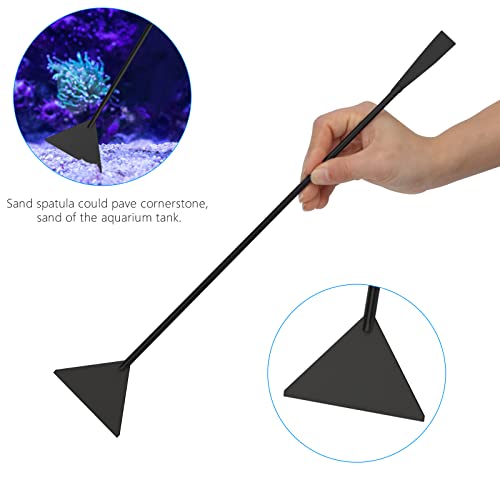 Aquarium Aquascape Tools Kit 15in, 4 in 1 Anti-Rust Aquatic Plant Aquascaping Tool Stainless Steel Tweezer Scissor Spatula for Aquarium Tank Clean Fish Tank Aquascape Accessories Set (black) - color: Black