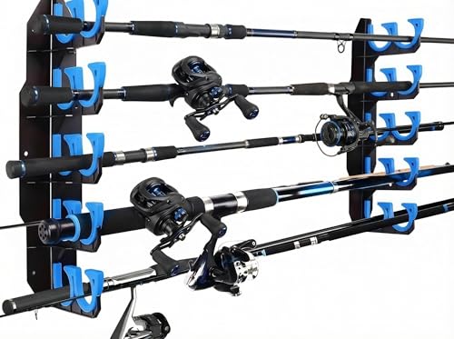 Fishing Rod Holders for Garage, Wall or Ceiling Mounted Fishing Rod Rack, Fishing Pole Holders with Soft Protective Pad, Holds up to 10 Rod or Combos or Nets Storage (1 PACK) - color: 1 PACK (Store 10 fishing rods or combos)