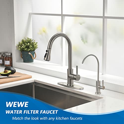 WEWE Drinking Water Faucet for Kitchen Sink, Kitchen Water Filter Faucet Stainless Steel for Reverse Osmosis or Water Filtration System Beverage Non-Air Gap RO Faucet Brushed Nickel Finish - color: Brushed Nickel, style: Rustic