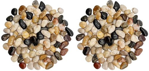 12 lb River Rocks Pebbles for Indoor Plants 3/8-1 Inch Natural Aquarium Gravel Decorative Fish Tank Rocks Garden Landscaping Decor (Pack of 2) - color: mixed, size: 12 LB (Pack of 2)