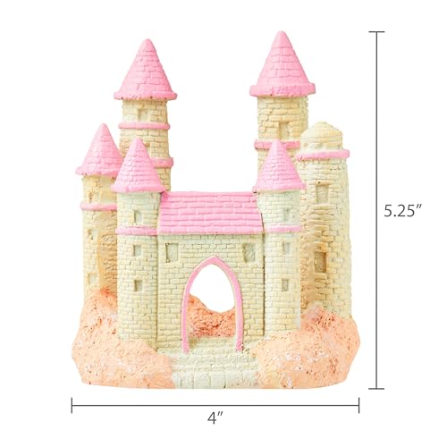Aquarium Princess Castle Decoration - 4.09" x 3.14" x 5.03" Resin Castle Hideout, for Fish Tank and Aquarium Decoration