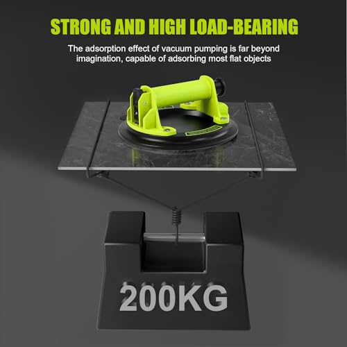DEWINNER 8" Glass Suction Cups - Heavy-Duty Vacuum Glass Lifter for Windshield Tiles and Granite - 660lbs Load Capacity - 2 Pack Industrial Suction Cup with Carry Case - color: Green
