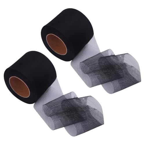 2 Rolls 25 Yards x 7.5 cm Fishing Soft Spawn Net Catfish Bait Holder Netting Sack Tulle Fabric Rolls Hair Bow Making Mesh Ribbon Mesh Craft Ribbon for DIY Tutu Skirt Wedding Costumes Black - color: Black