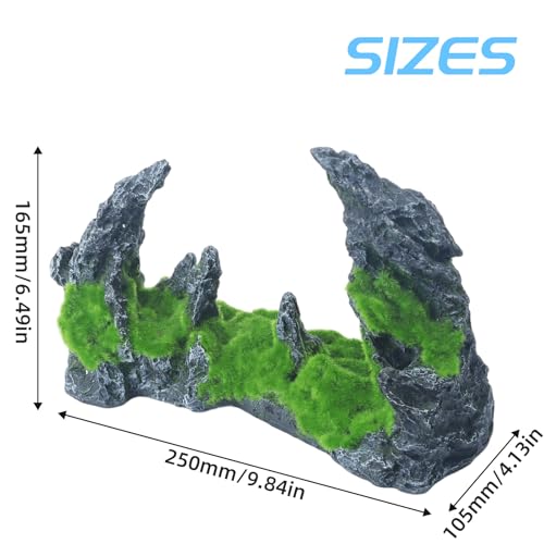 Saim Large Aquarium Mountain View Stone, Resin Cave Ornament – Betta Hideout, Fish House Rock Cave Bridge Aquarium Decorations for Betta Cichlids Hideaway Cave, Crab Hideout