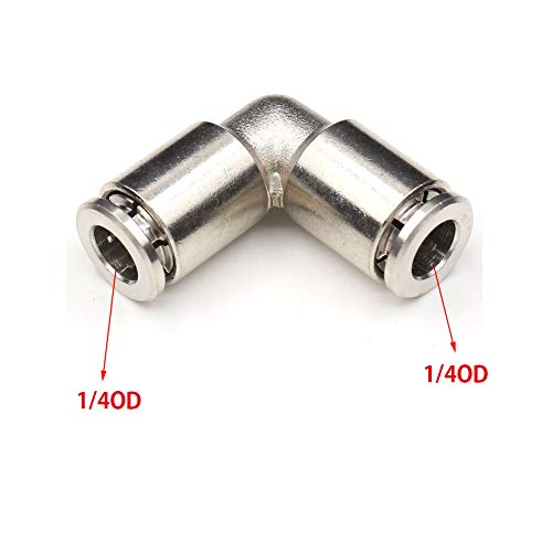 CEKER 1/4" Stainless Steel Tube Push Connectors, 1/4" x 1/4" OD Quick Connect Fittings Air Line Fittings 2pack - size: 1/4" OD, style: ELBOW