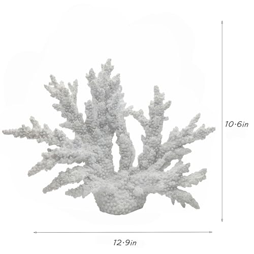 Etlemonde White Coastal Beach Coral Reef Decor Resin Statue - Faux Sea Coral Reef for Bathroom Shelf, Coffee Table, Nautical Beach House Home Decor Accent - color: White-x