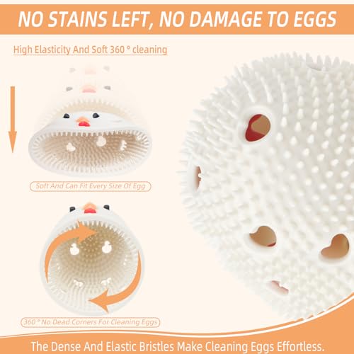 Silicone Egg Brush Cleaner, Egg Washer for Fresh Eggs, Egg Cleaner for Fresh Eggs, Egg Scrubber for Fresh Eggs, Reusable Cleaning Tools for Egg Washer (White) - color: White