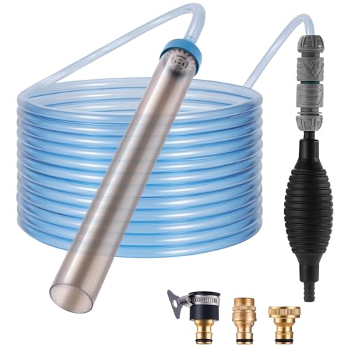 Fish Tank Vacuum Gravel Cleaner Gravel Vacuum for Aquarium，Siphon Aquarium Water Changer for Fish Tank with Four Faucet Adapter and Long Hose(30 Feet)