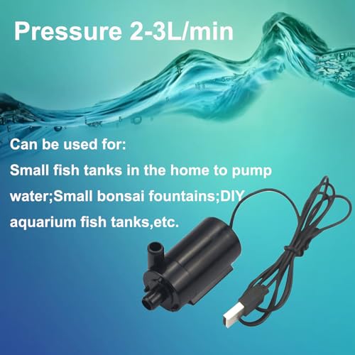 3PCS DC 3-5V USB Micro Submersible Mini Water Pump,Small Aquarium Pump for Fish Tank Aquariums Pond Fountain Hydroponics Garden (Black) - color: Black