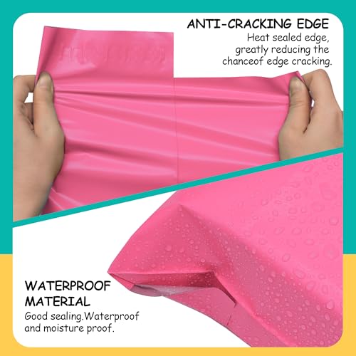 Poly Mailers 9x12 Inch 100 Pcs - Pink Waterproof Shipping Envelopes for Small Business with Tear Resistance and Self-Sealing Feature - Ideal Packaging Bags for Mailing, Shipping, and More - color: Pink, size: 9x12 Inch 100 Pcs
