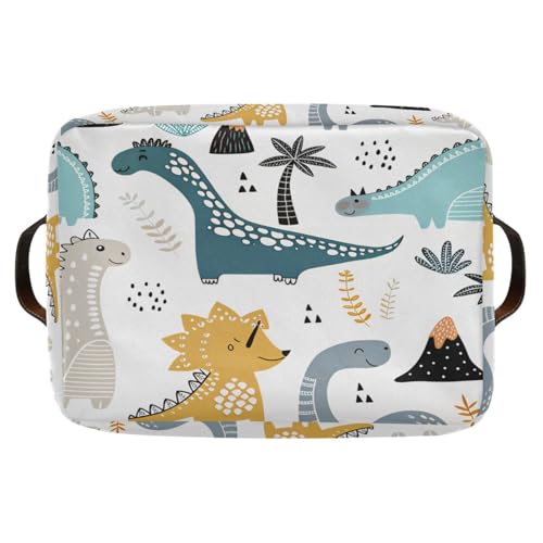 Dino Scandinavian Style Rectangle Storage Bin, 15 x 11 x 9.5 in, Collapsible Organizer Storage Basket for Home Décor - color: Dino Scandinavian Style, size: 1 PCS