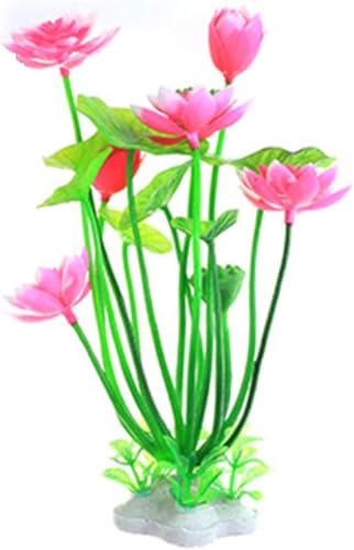 1pc Pink Artificial Water Plants,Plastic Lotus Fish Tank Ornament,Aquatics Grass Flower Simulation Wedding Favors,Plastic Plants for Party Fish and Aquatic Pets,Aquarium Décor