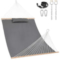 Lazy Daze Hammocks 12 FT Sunbrella Fabric Hammock Non-Fading with Spreader Bars and Free Pillow Fits for 2 Persons, All Weather and Fade Resistant for Patio Yard, 450 lbs Capacity, Cast Slate - color: Cast Slate