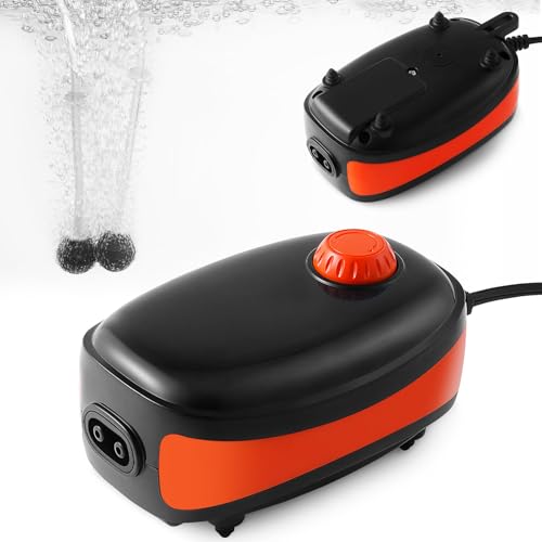 FEDOUR 4W/5W/8W Aquarium Corded Electric Air Pump, 96GPH/160GPH/256GPH Dual Outlets 4 Outlets Oxygen Pump, Ultra Quiet Aquarium Bubbler for up to 300 Gallon Fish and Turtle Tank - style: 2 Outlets-4W