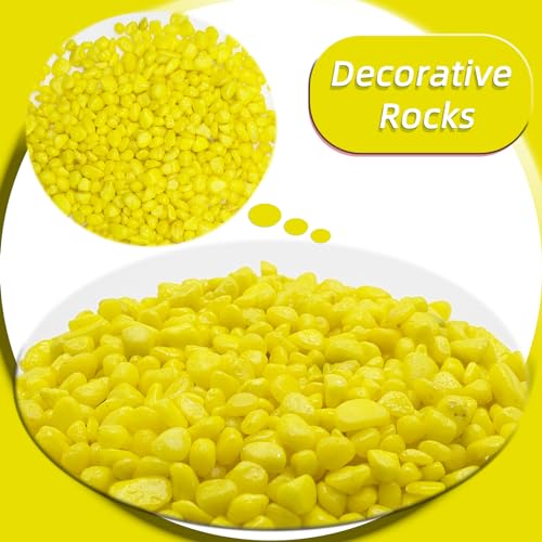 Yellow Pebbles for Crafts, 0.9 Pound Natural Polished Aquarium Gravel, Decorative Pebbles for Indoor Plants, Turtle Tank, Vase, Succulents Cactus, Garden Landscaping - color: Yellow