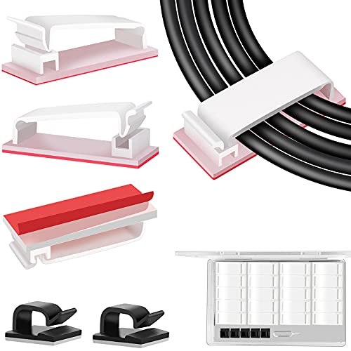 Under Desk Cable Management Clips, Wire Organizer Clips for PC Network Cable Mamagement, Large Adhesive Cable Clips Wire Holders (Computer, TV, Ethernet, Electric Wires), White, 20 PCS - color: White, size: X_Large