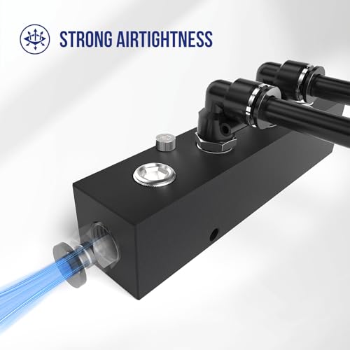 1/4" NPT Air Compressor Manifold, Line Hose Splitter 4 Way 6 Ports Pneumatic Manifold Air Distribution Block with Accessories - style: 4 Way 6 Ports