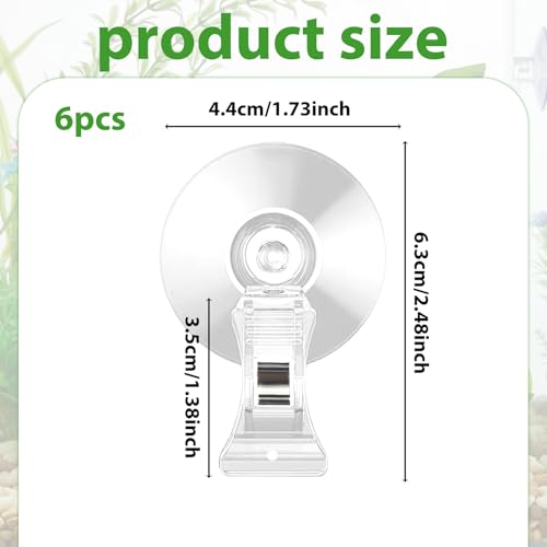 6Pcs Suction Cup Clips Aquarium Suction Cups, Window Glass Suction Cup Clear Plastic Fish Feeding Tool Underwater Fish Veggie Feeder Fish Tank Accessories
