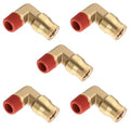 5PCS DOT Approved Quick Push to Connect Fittings, Brass 90 Degree Union Elbow 1/4" Tube OD x 1/4" NPT Thread Air Brake Line Adapter Air Suspension Kit for Car Truck Trailers - size: 1/4" OD x 1/4" NPT, style: Quick Push 90° Elbows-5PCS