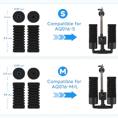 AQQA 4 Pack Aquarium Sponge Filter Replacement for AQ016-S - size: Replacement Sponge-Small