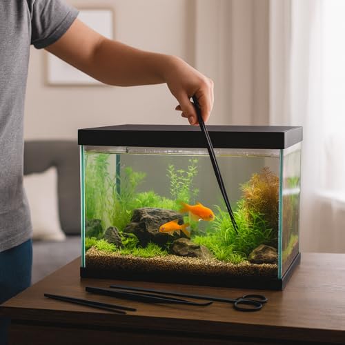 Mandala Crafts 15 Inches Black Stainless Steel Straight and Curved Aquarium Tweezers for Aquatic Plants – Long Aquascape Forceps for Fish Tanks, Hospital Tanks, Goldfish Bowls, and Terrariums - color: Black Curved Straight Tweezers, size: 15 Inches