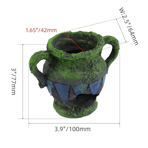 1 Pcs Aquarium Decorations Rock, Fish Tank Resin Ornaments, Shrimp Hollow Hideout House, Fish Shrimp Tank Decor Cave for Hiding, Vase Design - size: 3.9"x2.5"x3"/100x64x77mm(LxWxH)