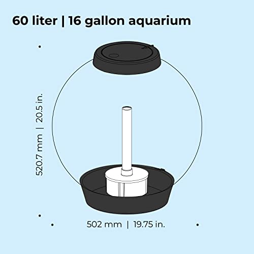 biOrb Classic 60 Acrylic 16-Gallon Aquarium with White LED Lights Modern Tank for Tabletop Display, Black - color: Black, size: 16 Gallon, style: LED Lighting