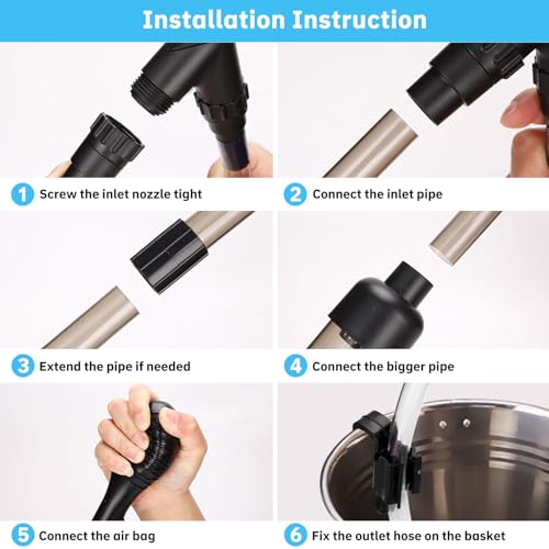 Gravel Vacuum for Aquarium-6.5Ft Hose Water Changer for Fish Tank Adjustable-Manual Siphon Pump Fish Tank Cleaner