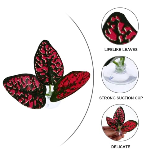 SUPVOX 4pcs Betta Fish Spawning Base Leaf Pads Artificial Aquarium Landscape Leaves Red Simulation Decoration for Fish Tank Habitat