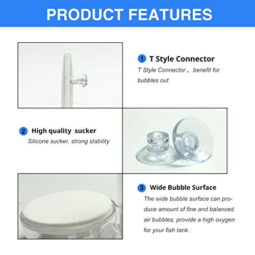 Upettools 1.4inch Aquarium Air Stone Fish Tank Nano Bubble Stone Kit with Control Valve Quiet Super-High Dissolved Oxygen Diffuser Makes Super Tiny Bubbles for Betta Fish & Small Tank