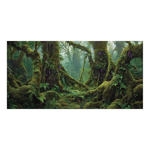 Tropical Forest Aquarium Background, Green Huge Tree Reptile Habitat Rainforest Terrarium Background, 6 EVA Double-Sided Tapes 48x24 inches/120x60 - color: Tree, size: 48"L x 24"W