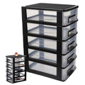 Cabilock 5 Drawer Plastic Storage Organizer Clear Desktop Drawer Storage Cabinet for Office Study Bathroom Craft Supplies