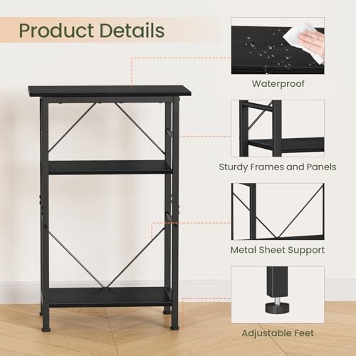 Snughome 5-10 Gallon Aquarium Stand, 3 Tier Fish Tank Stand with Storage, Fish Tank Stand with Metal Frame, Reptile Turtle Tank Stand for Home Office, 20.47" x 11.02" x 30.52", Black - color: Black