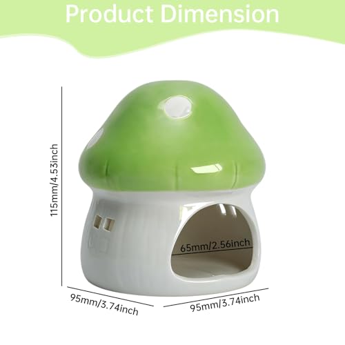 Saim Ceramics Mushroom House Aquarium Decor, Betta Fish Tank Accessories Landscape Decoration, Small Shrimp Goldfishes Habitat Hut Pleco Smalland Breeding Hide Caves Toad House - Green - color: Green