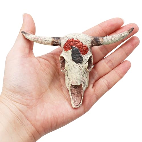 Oooct Bearded Dragon Tank Decor Accessories, Resin Cattle Skull Reptiles Hideouts Decorations, Decor Statue for Fish Aquarium Cave Landscape - color: D, size: Small