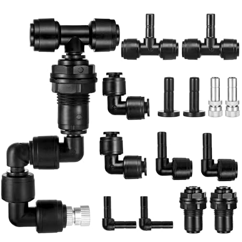 14 Pack 1/4" Single-Head Reptile Mister System Reptile Mister Nozzle Kit,360 Degree Adjustable 1/4 Misting Nozzle Parts Quick Connect Fittings for Aquarium,Vivarium,Plants, Amphibians - size: Single-Head*2
