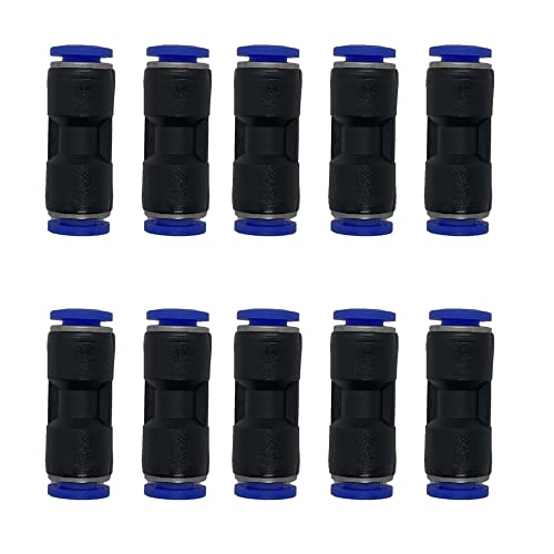zjxed 1/4" OD x 3/16" OD Pneumatic quick Connector Push to Connect fittings Straight reducer Union/Coupler (Pack of 10) - size: 1/4 inch-3/16 inch