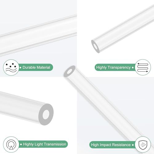 M METERXITY 4-Pack Clear Rigid Acrylic Pipe, 3mm[0.12"] ID x 7mm[0.28"] OD Plastic Round Tube for Water Cooling System/Lamps/Fountains/Aquariums/Display Stand, Acrylic Tubing [305mm/12IN] - size: 3mm ID x 7mm OD