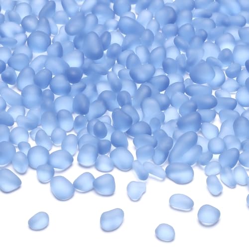 SUREAM 0.8 LB Aquarium Gravel, Smooth Sea Glass Pebbles for Crafts, Glass Stones for Vase Filler, Aquarium Turtle Tank, Flowerpot Decoration(Light Blue) - color: Light Blue