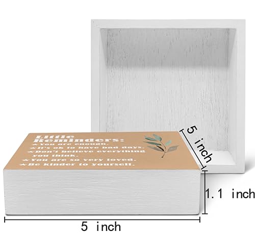 SRADMO Inspirational Little Reminders Wood Box Sign Desk Decor, Inspirational Desk Decor, College Motivational Positive Affirmation Gifts Box Sign For Office Home Dorm Tabletop Decoration(Orange) - color: orange, size: 5″×5″